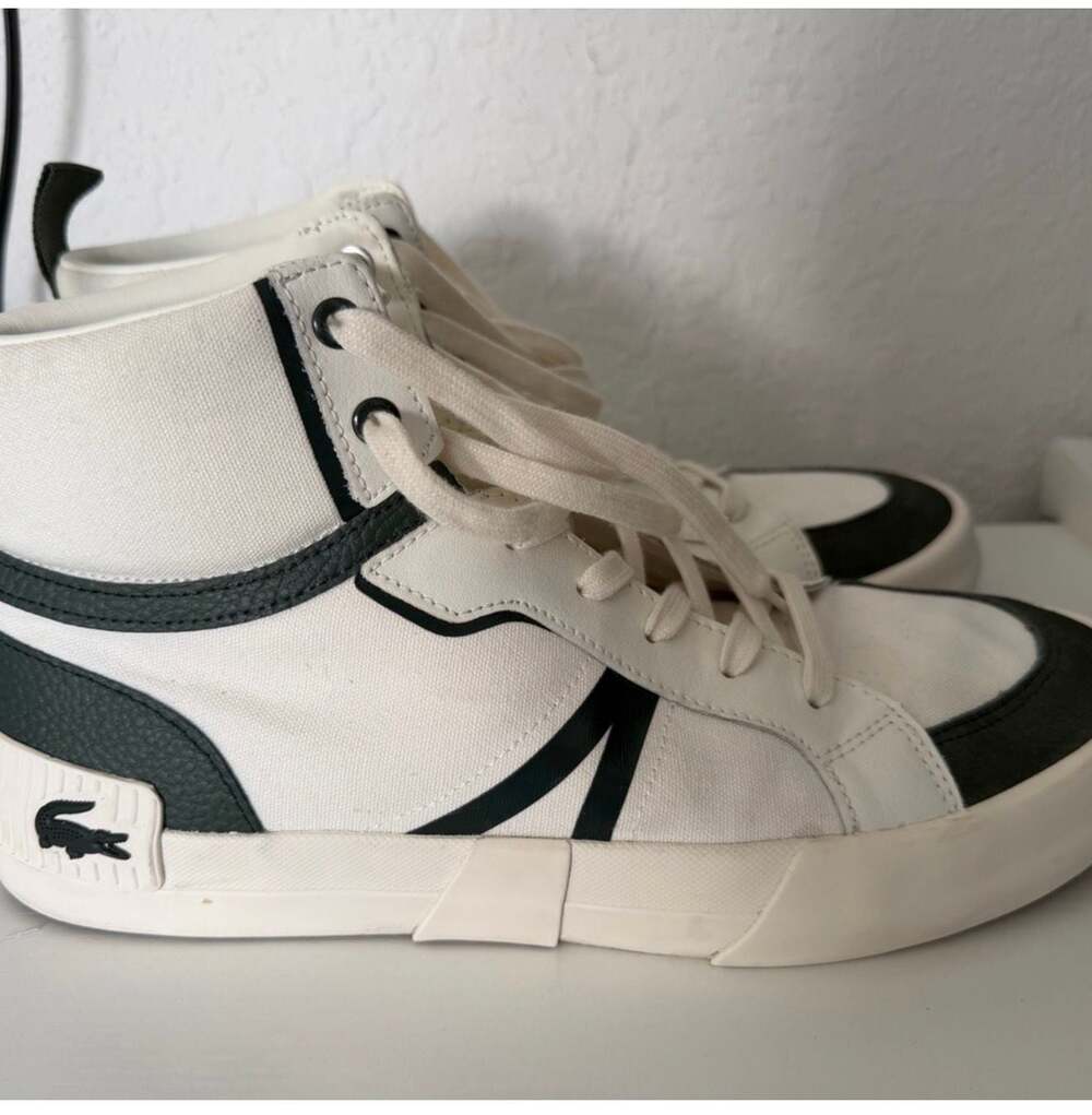 Lacoste L004 Mid Textile Sneakers White Green Size 10.5